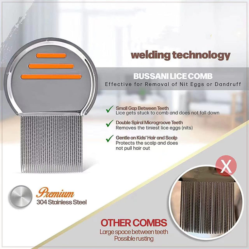 Lice Comb (Pack of 2) Head Lice Treatment, that's Individually Packaged Professional Stainless Steel Louse and Nit Combs Removes Eggs with Rounded Tips for Comfort - NewNest Australia