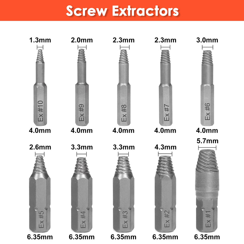 THINKWORK Damaged Screw Extractor Set, HSS 6542 (68 HRC), 24-Piece Easy Out Bolt Extractor Set, Stripped Screw Remover for Removing Damaged, Frozen, Rusted, Rounded-Off Bolts, Nuts & Screws - NewNest Australia