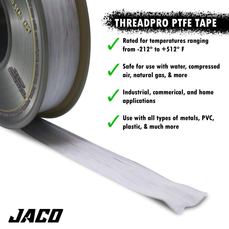 JACO ThreadPro PTFE Thread Seal Tape - 1/2" x 100 ft. (Mega Roll, 3 Pack) | Professional-Grade Thread Sealant (Cool Gray) 1/2" x 1200" (3 Pack) - NewNest Australia