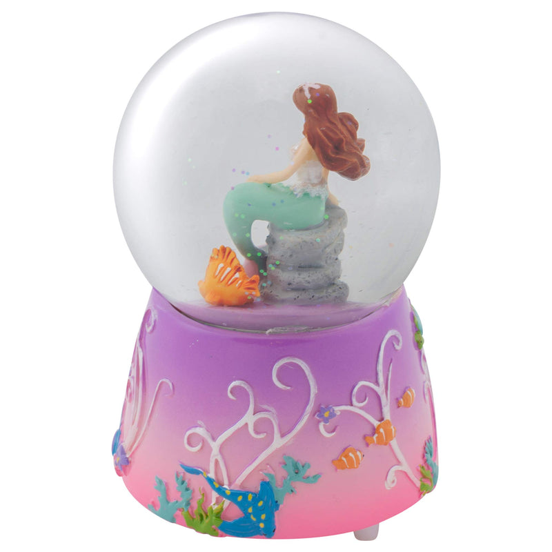 NewNest Australia - Elanze Designs Mermaid and Fish on Lilac Musical 80MM Water Globe Plays Tune by The Beautiful Sea 