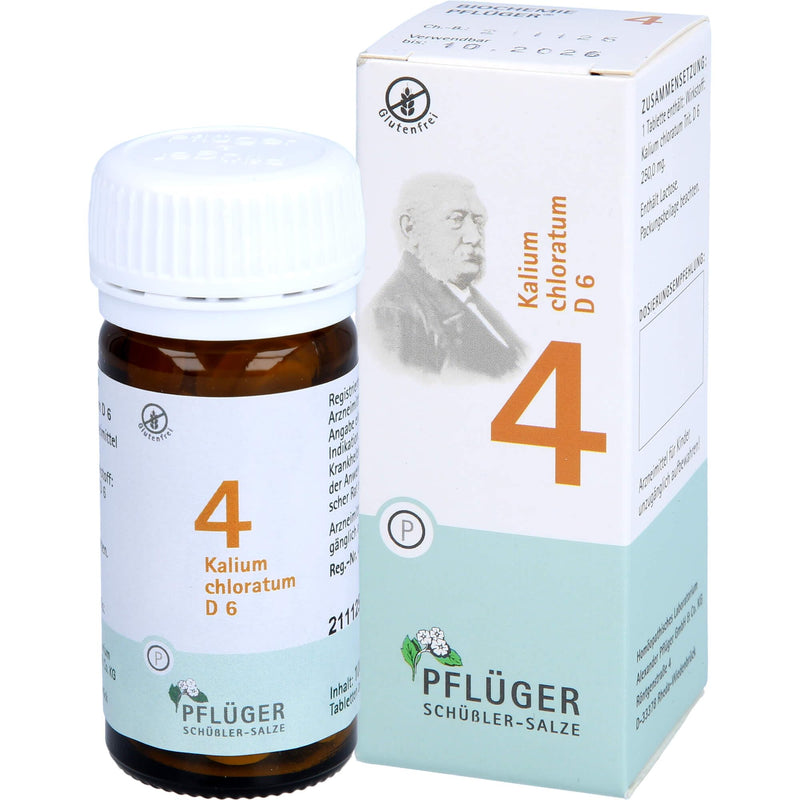 PFLÜGER Schüßler Salts No. 4 Potassium chloratum D6 - 100 tablets - The salt of the mucous membranes - gluten-free - NewNest Australia