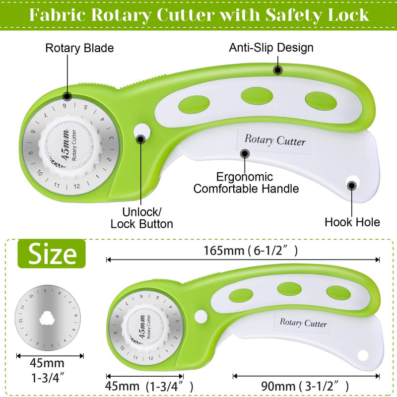 Rotary Cutter Set, Audab Self Healing Sewing Mats Rotary Cutter and Mat 45mm Rotary Fabric Cutter Set with 2 Blades Rotary Cutting Mat for Crafts Fabric Quilting Hobby (9" x 12" (A4)) - NewNest Australia