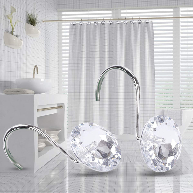 12PCS Shower Curtain Hooks Rings for Bathroom, Decorative Resin Shower Curtain Hooks Rods Curtains and Liner Clear - NewNest Australia