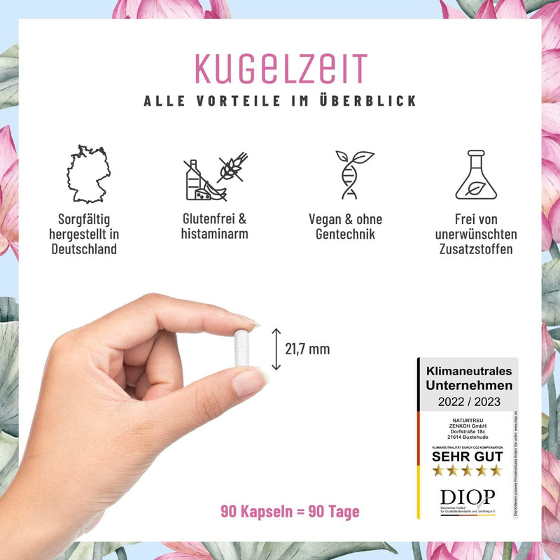 Pregnancy vitamins - complex for all trimesters with folic acid as folate, chromium, iron, iodine & 7 vegan vitamins - support during pregnancy - Kugelzeit from Naturtreu® - NewNest Australia