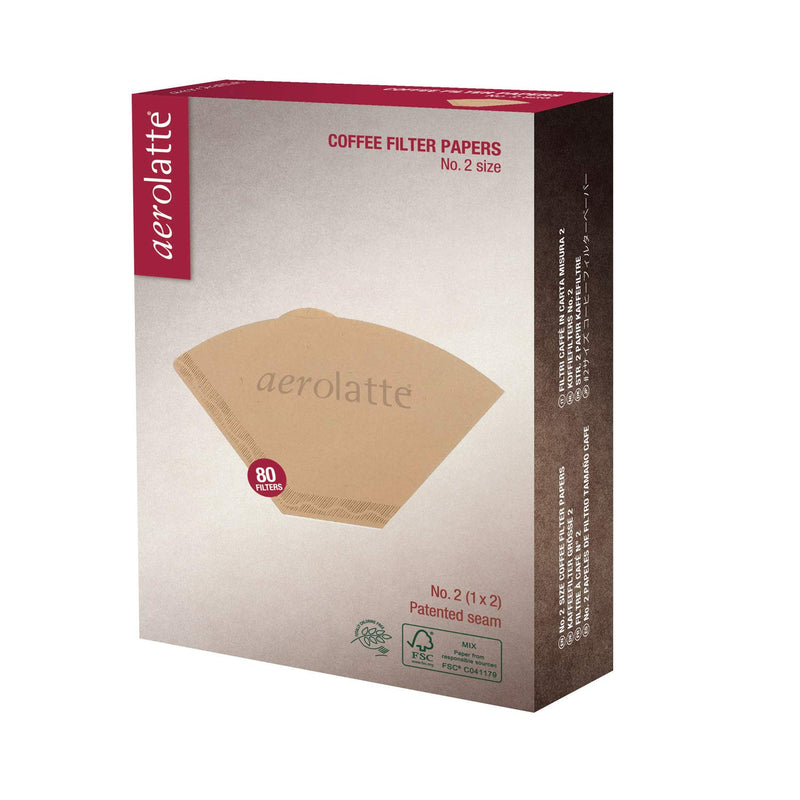 aerolatte Coffee Filter Papers, No. 2 Size, Pack of 80, Beige, 0.1 x 10.5 x 16 cm - NewNest Australia