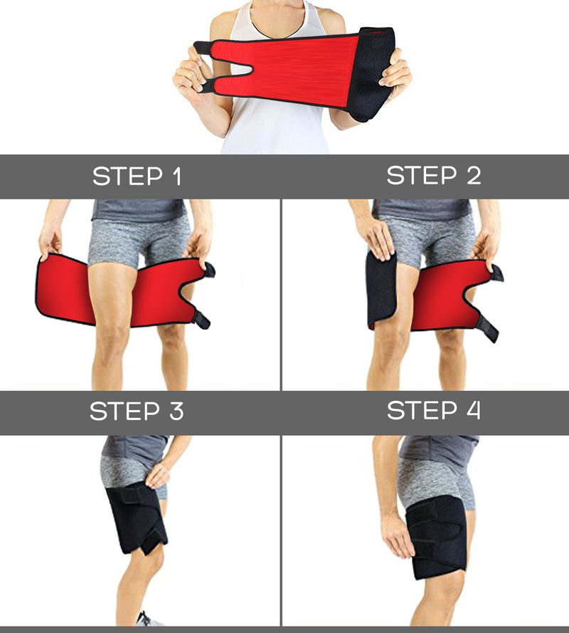 Stone and Clark Adjustable Thigh Brace Support, Quadriceps Support and Thigh Wraps for Men and Women. Unisex Breathable Neoprene Non-Slip Velcro Hamstring Compression Sleeve by - NewNest Australia