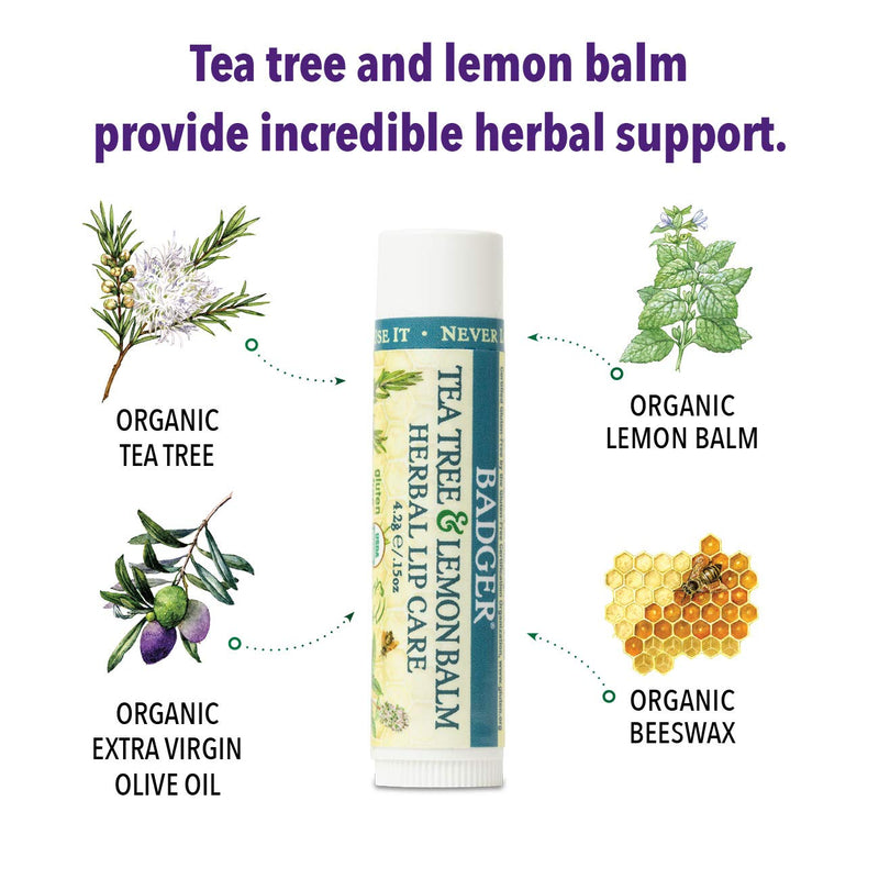 Badger Balm 4.2 g Tea Tree and Lemon Lip Care Stick - NewNest Australia