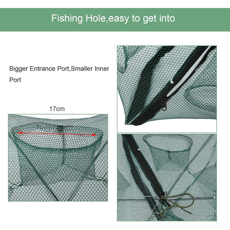 VGEBY1 Fishing Pot, 6/12 Holes Fishing Trap Bag Automatic Fishing Net Shrimp Cage Nylon Foldable Crab Fish Trap Cast 6 Holes - NewNest Australia
