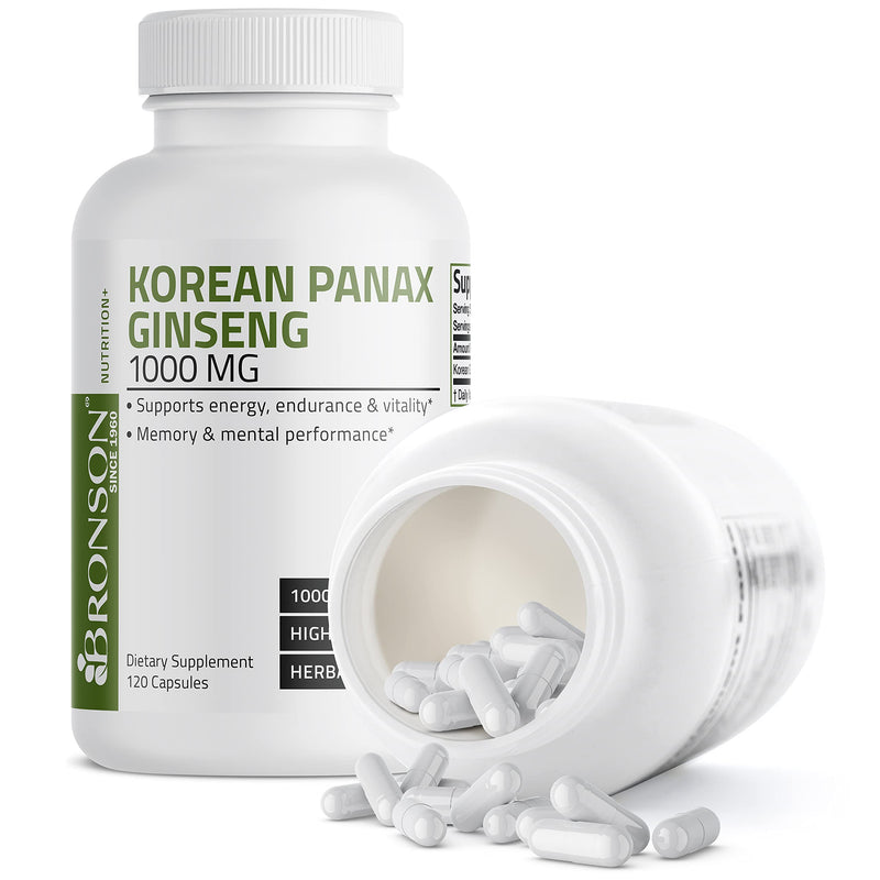 Bronson Korean Panax Ginseng 1000 mg Supports Energy, Endurance & Vitality + Memory and Mental Performance, 120 Capsules 120 Count (Pack of 1) - NewNest Australia