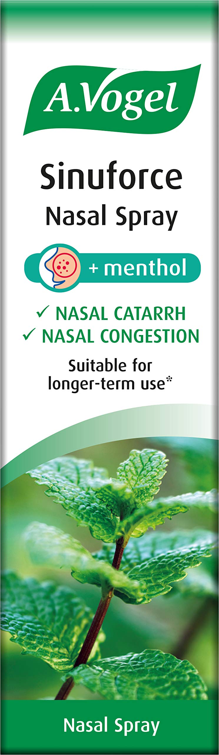 A.Vogel Sinuforce Nasal Spray + Menthol | Provides Fast Relief for Blocked Nose, Congestion & Nasal Catarrh | with Eucalyptus, Peppermint & Chamomile Oil | Suitable for Longer Term use | 20ml - NewNest Australia