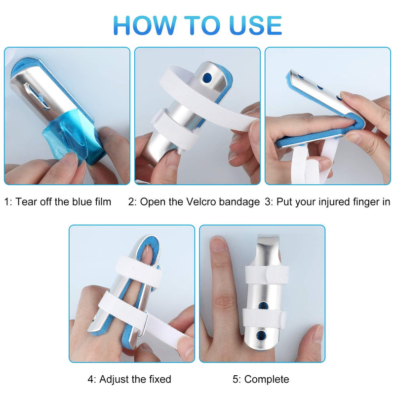 10 Pieces Finger Splint Metal Finger Support Finger Knuckle Immobilization with Soft Foam Inner Band and Protective Vent for Adults and Children, 3 Sizes (Blue) 10 Piece Set Blue - NewNest Australia