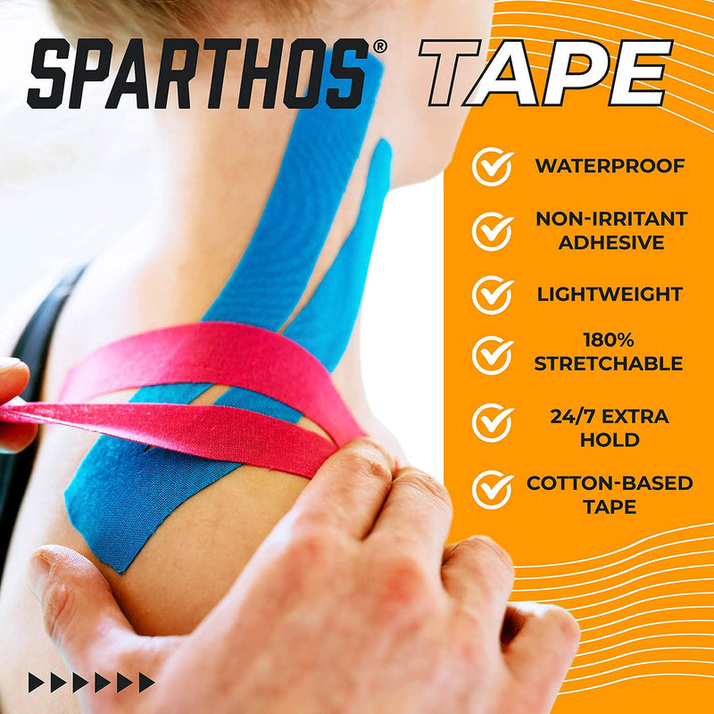 Sparthos Kinesiology Tape - Incredible Support for Athletic Sports and Recovery - Free Kinesiology Taping Guide! - Uncut 2 inch x 16.4 feet Roll A) Desert Beige + FREE Taping Guide - NewNest Australia