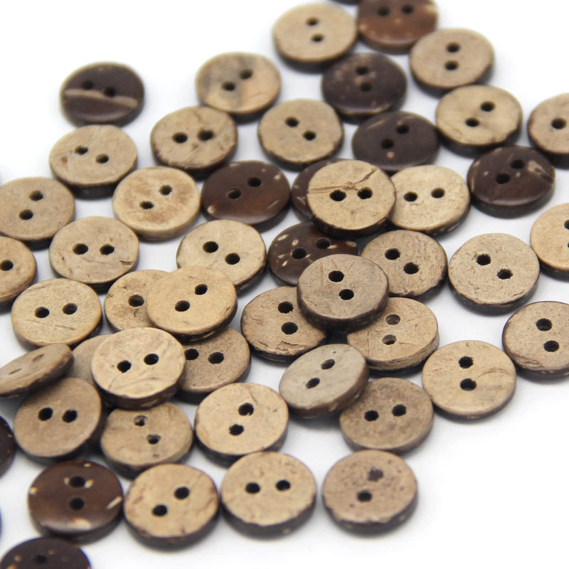 USOSOU 100pcs 10mm(3/8") Brown Natural Coconut Shell Buttons, 2 Holes Eco-Friendly Wooden Buttons for Clothes, Children Scrapbooking, Baby Sewing Decorations, DIY Crafts 10mm(3/8") - NewNest Australia