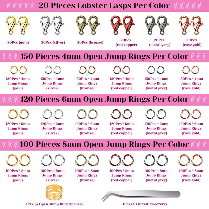 Jump Rings for Jewelry Making, Cridoz 2340Pcs Open Jump Rings and Lobster Clasps Jewelry Making Supplies Kit for Necklace and Jewelry Repair - NewNest Australia