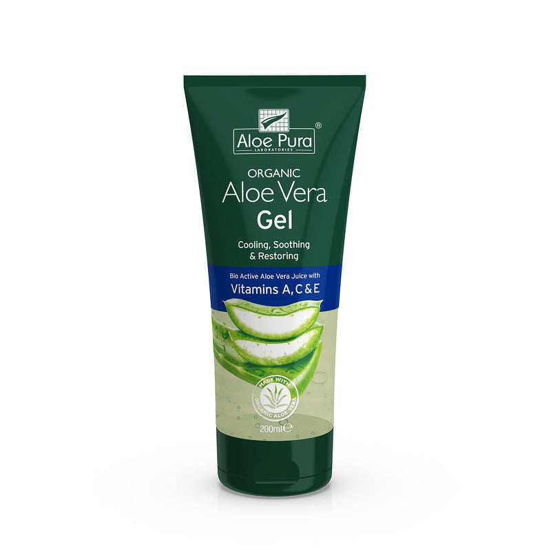 Aloe Pura, Organic Aloe Vera Gel with Vitamin's A, C and E, Natural, Vegan, Cruelty Free, Paraben and SLS Free, Soothing, Restoring, 200 ml With vitamins A,C & E 200 ml (Pack of 1) - NewNest Australia