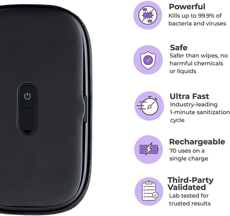 HoMedics UV-Clean Phone Sanitizer | Faster Than Any UV Sanitizer On The Market Our revolutionary UV CLEAN reduces bacteria and viruses.| l | Mercury and Chemical Free Black - NewNest Australia