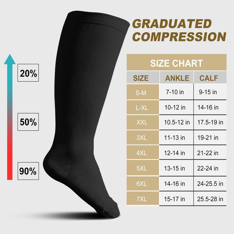 Zfsock Compression Stockings Thick Calf Men: Support Stockings Women'S Medical Compression Socks 20-30 Mmhg Plus Size Men Women Travel Socks For Nurses Air Travel Sports 1 Pair - NewNest Australia