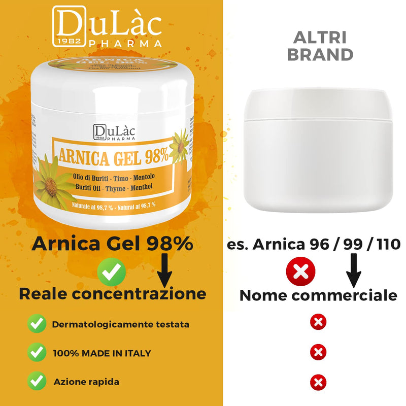 Arnica Gel for Bruising and Swelling 500ml Extra Strong 98%, Fast Action, Made in Italy for Massage of Muscles and Joints, Natural and Dermatologically Tested Formula - Dulàc - NewNest Australia