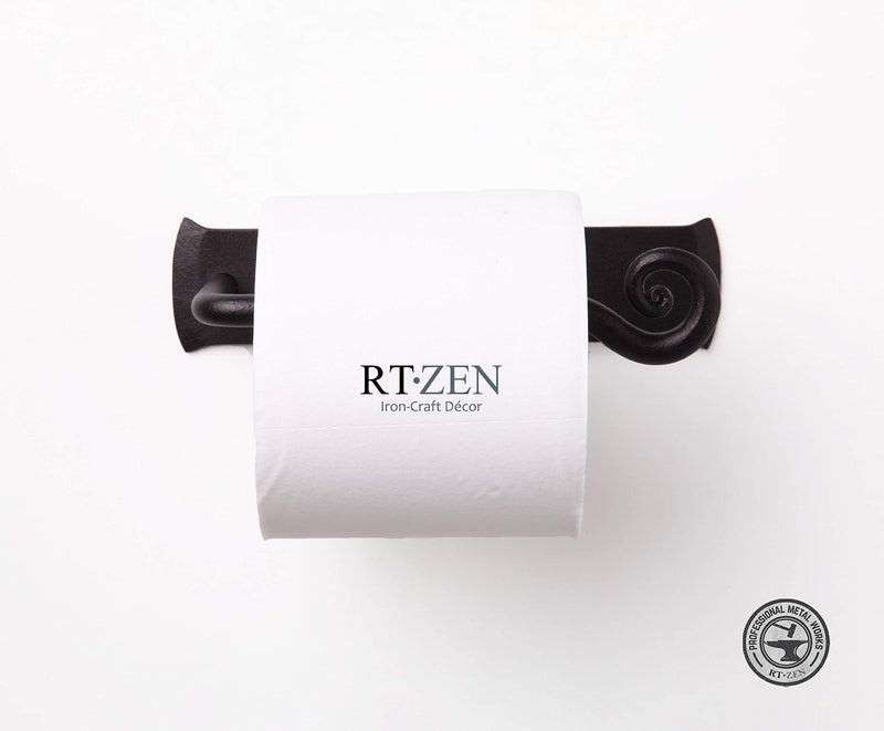 RTZEN Wrought Iron Toilet Paper Holder | Black TP Roll Hanger | Wall Mounted Rod Handmade Roll Hanger | Forged Modern Retro Authentic Handcrafted Rot Metal | Easy Installation | Rustic Modern Décor - NewNest Australia