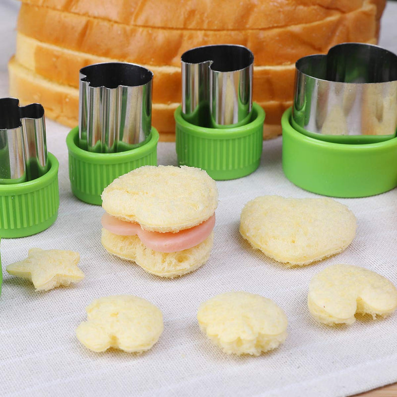 NewNest Australia - Vegetable Cutters Shapes Set, 20pcs Stainless Steel Mini Cookie Cutters, Vegetable Cutter and Fruit Stamps Mold + 20pcs Cute Cartoon Animals Food Picks and Forks -for Kids Baking and Food Supplement 