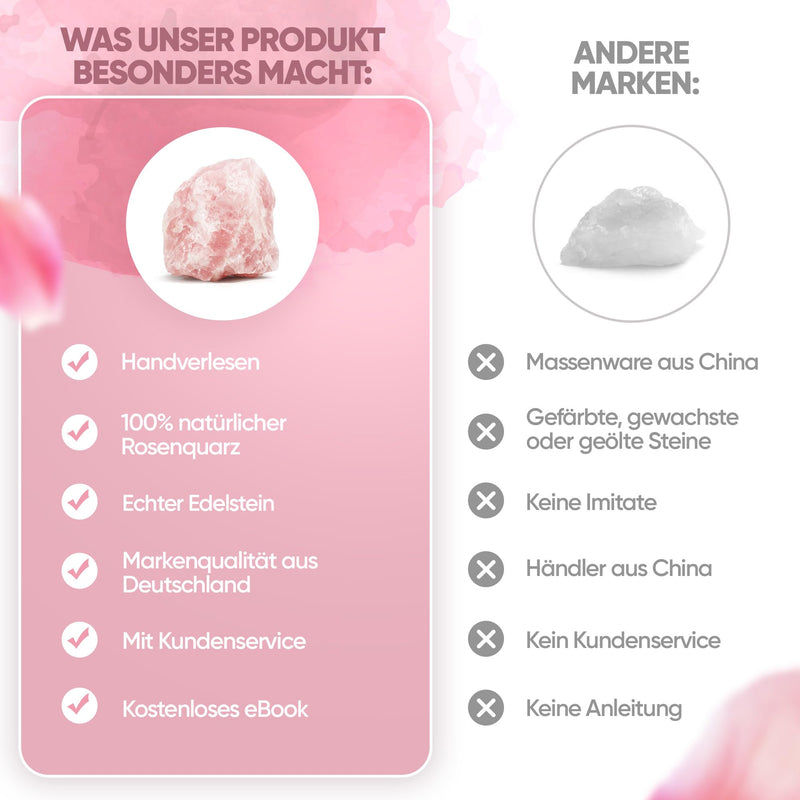 PURAJA rose quartz natural stone | Premium raw stone for use as a computer stone, water stone, healing stone, lucky stone or decoration 100 - 200 g - NewNest Australia