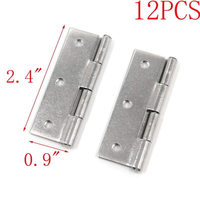 MY MIRONEY Folding Butt Hinge 2.4" Stainless Steel Home Furniture Hardware Door and Window Hinge with Screws Pack of 12 2.4" - NewNest Australia