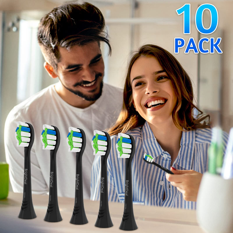 Replacement Toothbrush Heads for Philips Sonicare - Electric Replacement Brush Heads Compatible with Sonicare Protectiveclean, HealthyWhite, FlexCare, EasyClean, 10 Pack Black - NewNest Australia