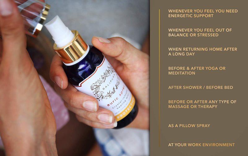 BALIPURA - Aura Healing Spray Mist - enriched with healing crystals and organic essential oils - gift set with linen bag, 4 x 30 ml - NewNest Australia
