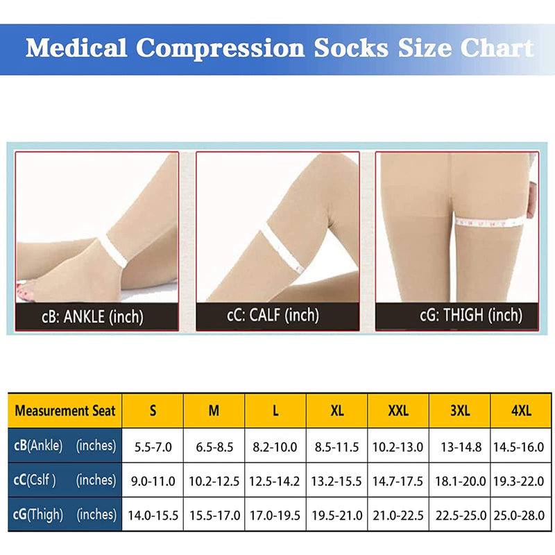 Thigh High 20-32 mmHg Compression Stocking Toeless Compression Socks for women & men circulation with Silicone Dot Band Black-1 Small - NewNest Australia