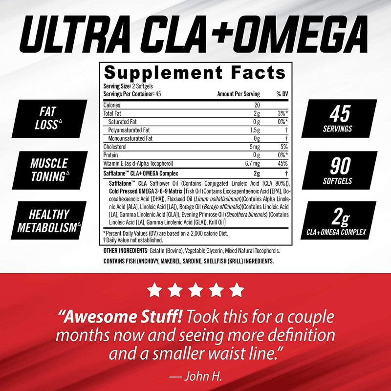 iSatori Ultra CLA - Omega 3 6 9 Safflower Oil Fish Oil Conjugated Linoleic Acid - Natural Weight Loss Exercise Enhancement Fat Burner Muscle Toner - Stimulant Free Dietary Supplement - 90 Softgels - NewNest Australia