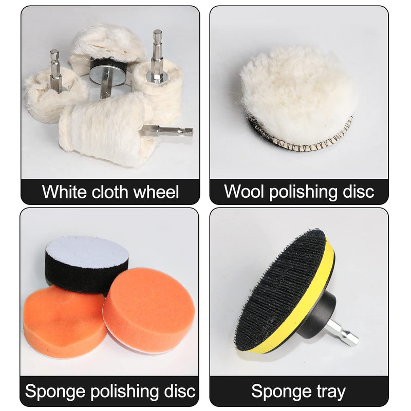 10pcs Cotton Cloth Buffing Wheel Sponge Polishing Pad Kit,Drill Buffing Kit for Car Polishing,Cleaning - NewNest Australia