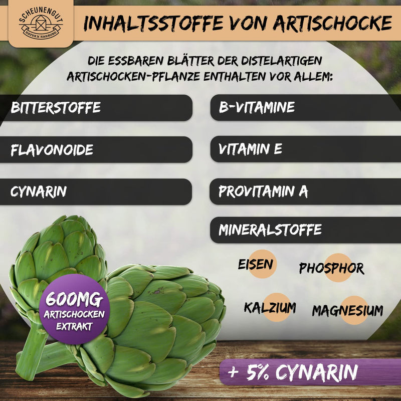 Artichoke Extract - 2400 Mg Daily Dose With 5% Cynarin - Important: 30:1 Extract (= 72000 Mg Artichoke Per Dose) I 180 Artichoke Capsules High Dosage I Laboratory Tested & Vegan I From De I Scheunengut - NewNest Australia