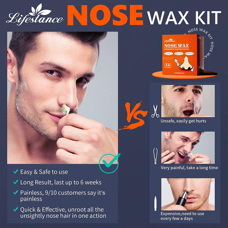 Lifestance Nose Hair Wax Set - Nose Wax Kit For Men - Quick, Simple, Painless Nose Wax Set - Nose Hair Remover Sticks With 80 G Nose Wax (10-20 Times For Use) - NewNest Australia