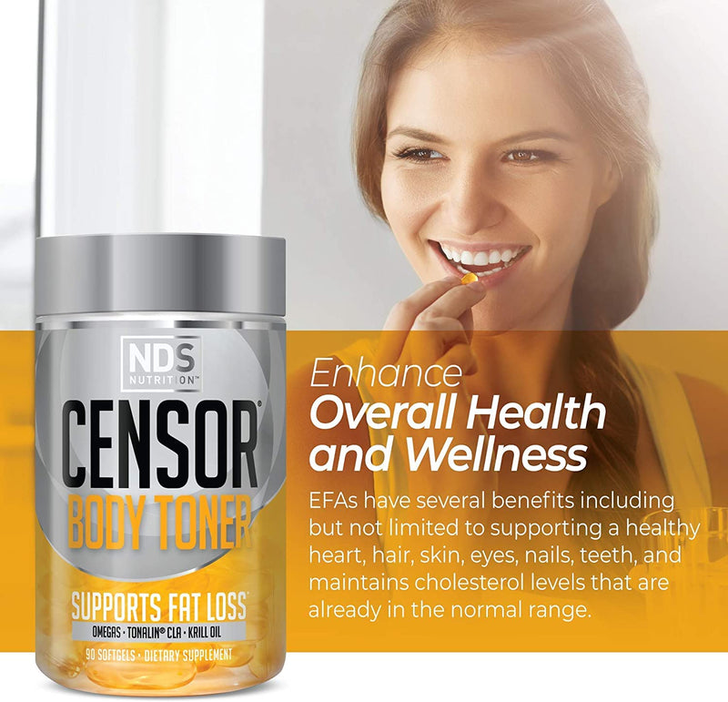 NDS Nutrition Censor - Fat Loss and Body Toner with CLA, Fish Oil, Safflower and Omega 3-6-9 Blend - Dietary Supplement for Improved Energy and Health (90 Softgels) 90 Count (Pack of 1) - NewNest Australia