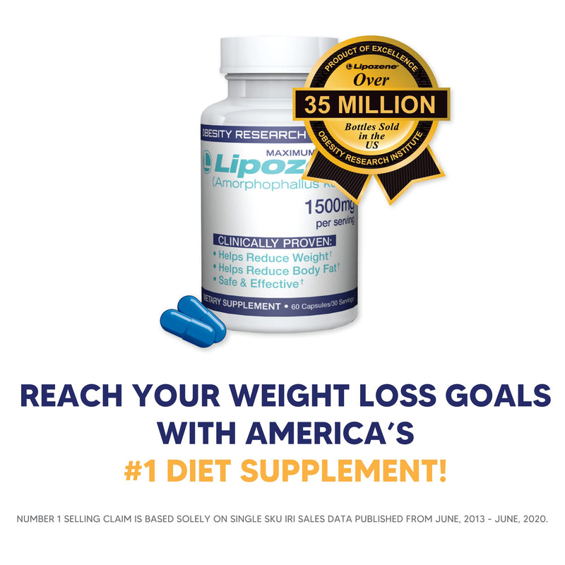 Lipozene MEGA Bottle - 120 Capsules - Largest Size Available - Appetite Suppressant and Control 120 Count (Pack of 1) - NewNest Australia
