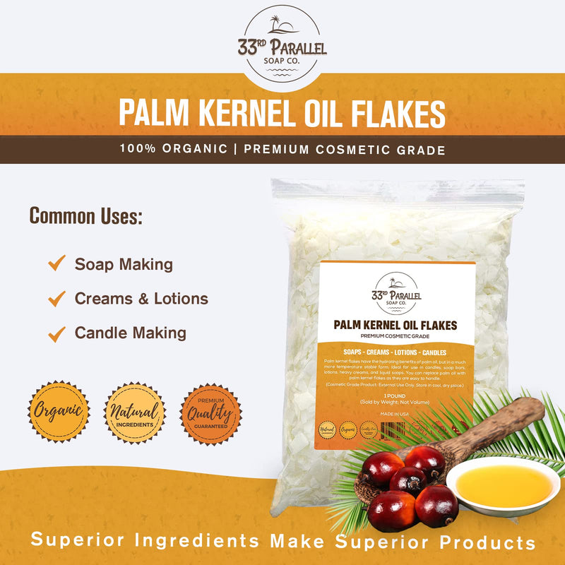 Palm Kernel Oil Flakes | Organic Premium Cosmetic Grade Palm Kernel Oil Flakes for Soap Making, Creams, Lotions & Candle Making | Sizes 1 to 5 LBS | (1 Pound) 1 POUND - NewNest Australia
