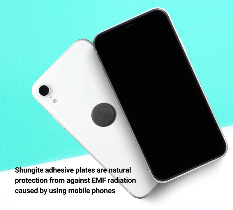 DOJA Barcelona | Shungite plate-radiation protection cell phone | Pack 2 | Round 2cm Ø/4 grams | Shungite Radiation Blocker | Anti 5g radiation cell phone sticker made of shungite stone | Emf protection from shungite stone 2 units rounds - NewNest Australia