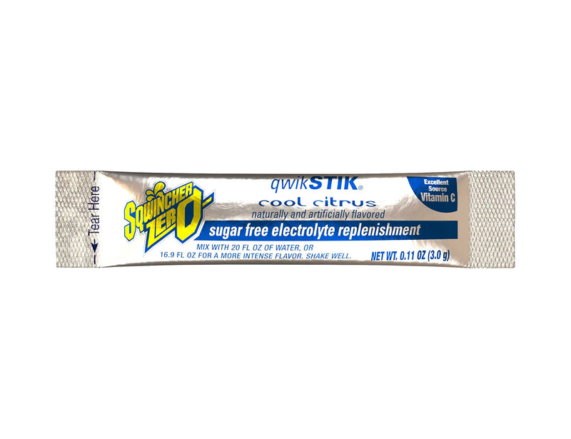 Sqwincher Zero Qwik Stik Sugar Free, Cool Citrus, .11 0z (Pack of 50) - NewNest Australia
