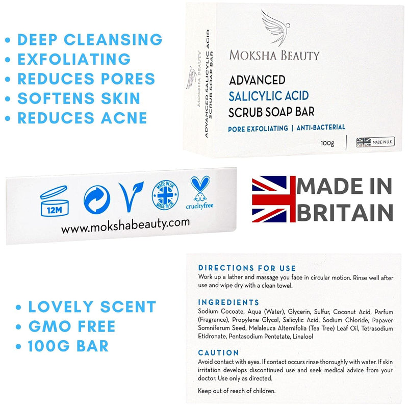 Salicylic Acid Body Wash Soap - [Made In U.K] Advanced Salicylic Acid Body Soap | Body Scrubs Treatment Face Soap Bar | Paraben and Cruelty Free - 100g (1) 1 - NewNest Australia