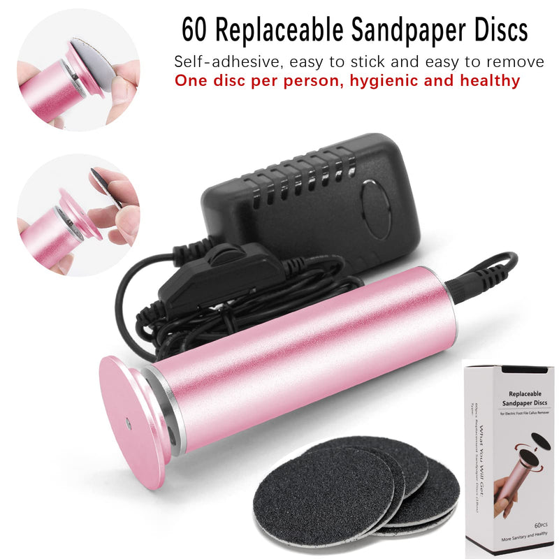 Electric Foot File Hard Skin Remover (Speed Adjustable) with 60pcs Replacement Sandpaper Disks, Professional Electric Callus Remover Pedicure Foot Scraper Hard Skin Remover (Pink) pink foot file - NewNest Australia