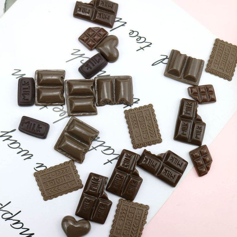 60 Pcs Simulation Chocolate Resin Flatback Flat Back Cabochon Craft Decoration Chocolate Slime Beads Fake Resin Candy for DIY Crafts - NewNest Australia