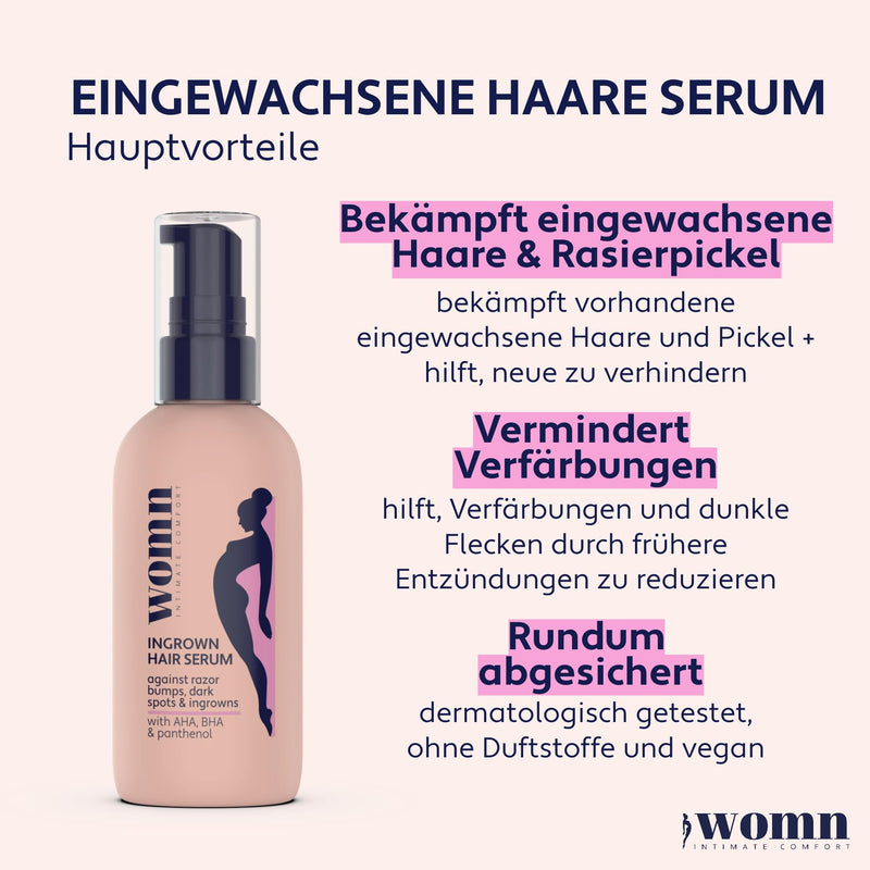 womn Intimate Comfort INGROWN HAIR SERUM - Serum against ingrown hairs, razor bumps & skin discoloration, 50 ml - NewNest Australia