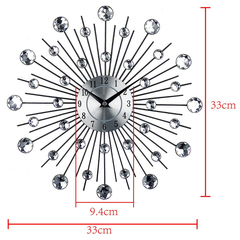 NewNest Australia - Timelike Crystal Wall Clock - Celebration Decorative Metal Wall Clock Linear Radiation 