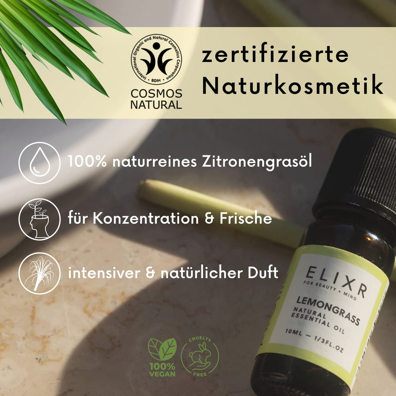 Elixr Lemon Grass Oil For Room Scenting For Aromatherapy As A Massage Oil 100 Natural Essential Oil From Lemon Grass Certified Natural Cosmetics From Germany 10 Ml - NewNest Australia