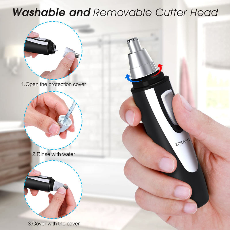 Ear and Nose Hair Trimmer Clipper - 2021 Professional Painless Eyebrow & Facial Hair Trimmer for Men Women, Battery-Operated Trimmer with IPX7 Waterproof, Dual Edge Blades for Easy Cleansing Black - NewNest Australia
