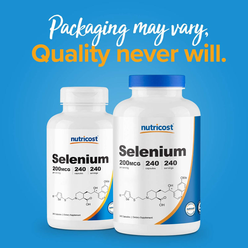Nutricost Selenium 200mcg, 240 Vegetarian Capsules, Non-GMO, Gluten Free L-Selenomethionine 240 Count (Pack of 1) - NewNest Australia