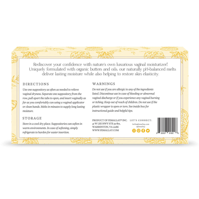Femallay® Organic Pineapple Vaginal Moisturizing Suppository Melts – 14 individually sealed suppositories + 1 applicator - NewNest Australia