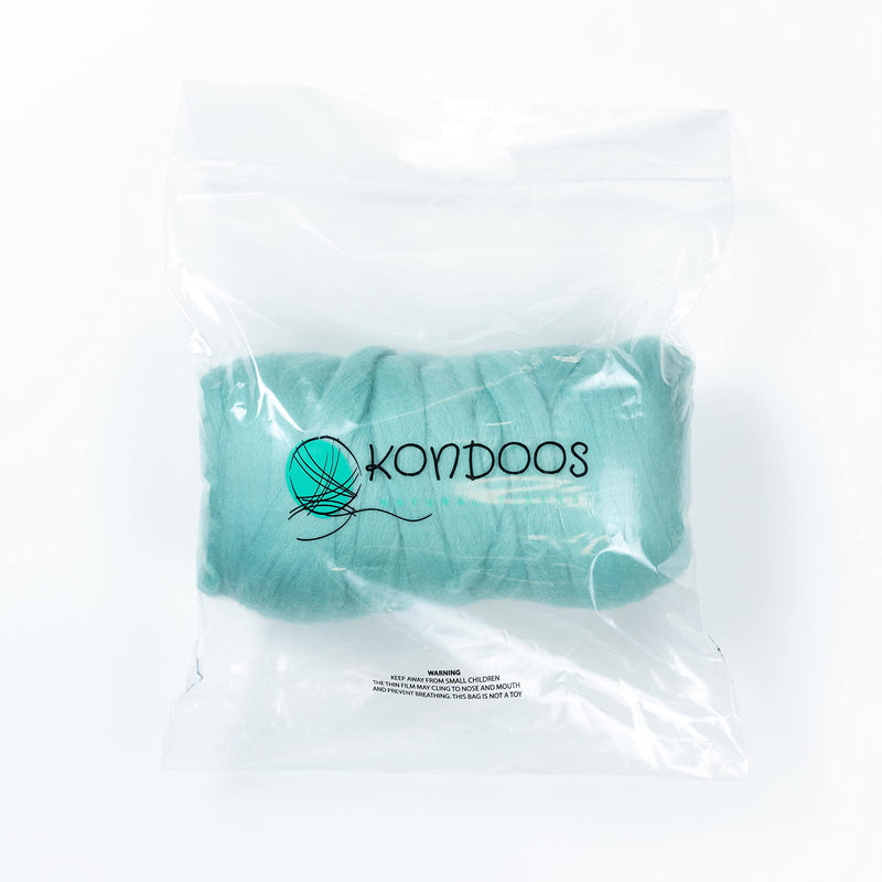 Kondoos Colored Natural Wool roving, 1 lb. Best Wool for Needle Felting, Wet Felting, handcrafts and Spinning. (Acqua, 1 lb) Acqua - NewNest Australia