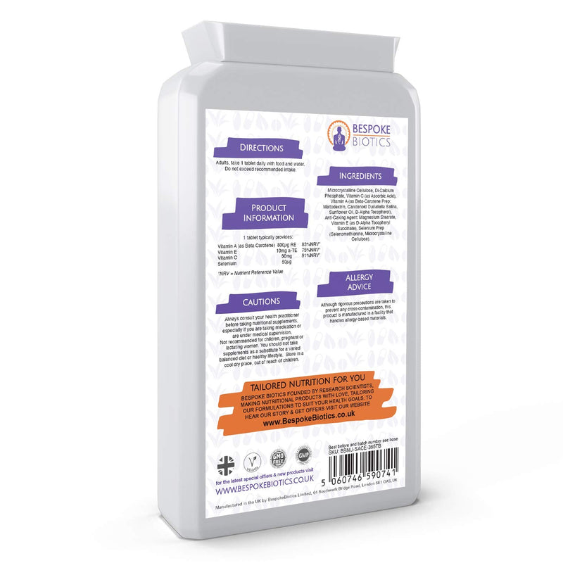 Selenium + ACE Vitamins| Immune Boost| Seleno-Ace Pro | Thyroid | Cellular Health | Nails Hair | DNA| 365 Tabs Selenomethionine NOT Ineffective Selenite! - NewNest Australia