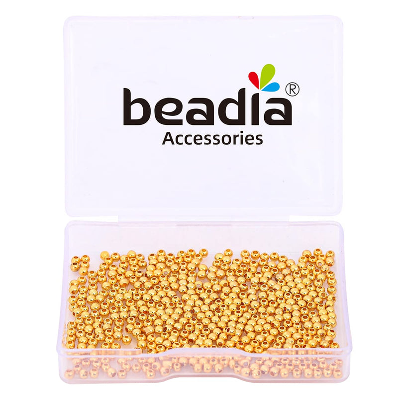 BEADIA 18K Gold Plated Round Spacer Beads 2.5mm 500pcs for Jewelry Making Findings - NewNest Australia
